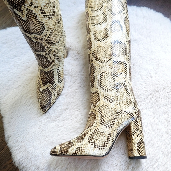 Paris Texas Knee High Snake Skin Python Leather Heeled Boots - Picture 5 of 13